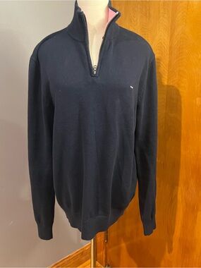 Men's Navy Half-Zip Sweater - Lightweight Layering Pullover